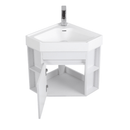 18 Inch White Trinsville Wall Mount Corner Bathroom Vanity with Matte Solid Surface
