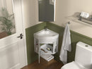 18 Inch White Trinsville Wall Mount Corner Bathroom Vanity with Matte Solid Surface