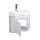 18 Inch White Trinsville Wall Mount Corner Bathroom Vanity with Matte Solid Surface