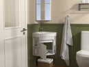 18 Inch White Trinsville Wall Mount Corner Bathroom Vanity with Matte Solid Surface