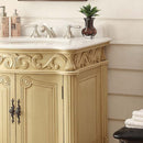 27 Hayman Distressed Creamy Beige Classic Style Old Fashioned Bathroom Vanity With White Marble Top - Chans Furniture