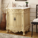 27 Hayman Distressed Creamy Beige Classic Style Old Fashioned Bathroom Vanity With White Marble Top - Chans Furniture