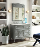 42 Inch Gray Charming Cottage Chic Knoxville Vanity With Marble Top - Chans Furniture