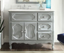 42 Inch Gray Charming Cottage Chic Knoxville Vanity With Marble Top - Chans Furniture