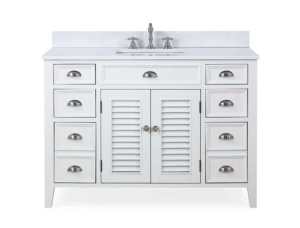 46 Inch White Zapate With Plantation Style Single Sink Bathroom