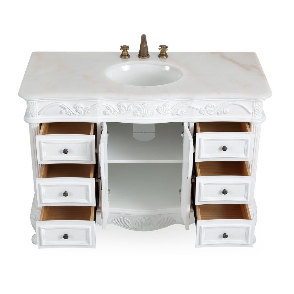 48 Inch Antique White Traditional Style Single Sink Beckham