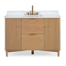 48 Inch Trendy Wood Finish Odelia Bathroom Vanity With White Quartz Top