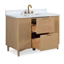 48 Inch Trendy Wood Finish Odelia Bathroom Vanity With White Quartz Top