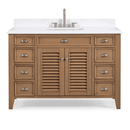 50 Inch Contemporary Style Wood Finish Kalani Bathroom Vanity With White Quartz Top