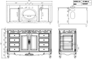 56" Traditional Style Brown Beckham Bathroom Sink Vanity With Baltic Brown Top