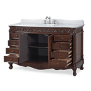56" Traditional Style Brown Beckham Bathroom Sink Vanity With White Top