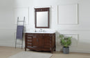 56" Traditional Style Brown Beckham Bathroom Sink Vanity With White Top