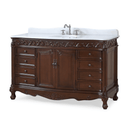 56" Traditional Style Brown Beckham Bathroom Sink Vanity With White Top
