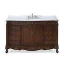 56" Traditional Style Brown Beckham Bathroom Sink Vanity With White Top