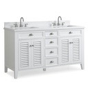 60 Inch Contemporary Style Double Sink White Kalani Bathroom Vanity