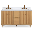 60 Inch Double Sink Wood Finish Odelia Bathroom Vanity With White Quartz Top