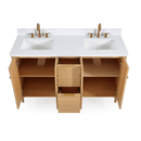 60 Inch Double Sink Wood Finish Odelia Bathroom Vanity With White Quartz Top