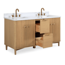 60 Inch Double Sink Wood Finish Odelia Bathroom Vanity With White Quartz Top