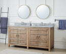 72 Inch Natural Wood Artisan Style Double Sink Lindor Bathroom Vanity