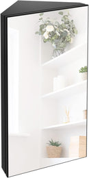 Corner Medicine Cabinet with Mirrored Door and Triple-Shelf Storage - Chans Furniture