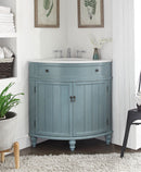 24 Inch Triadsville Freestanding Light Blue Corner Bathroom Sink Vanity