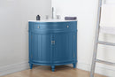 24 Inch Triadsville Teal Blue Corner Design Bathroom Vanity With Quartz Top