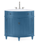 24 Inch Triadsville Teal Blue Corner Design Bathroom Vanity With Quartz Top