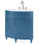 24 Inch Triadsville Teal Blue Corner Design Bathroom Vanity With Quartz Top