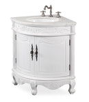 24 Inch Classic Style White Bayview Corner Bathroom Sink Vanity
