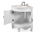 24" Classic Style White Marble Bayview Corner Sink Vanity Model