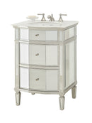 24 Inch Ashlie Mirrored Style with Silver Trim Bathroom Sink Vanity