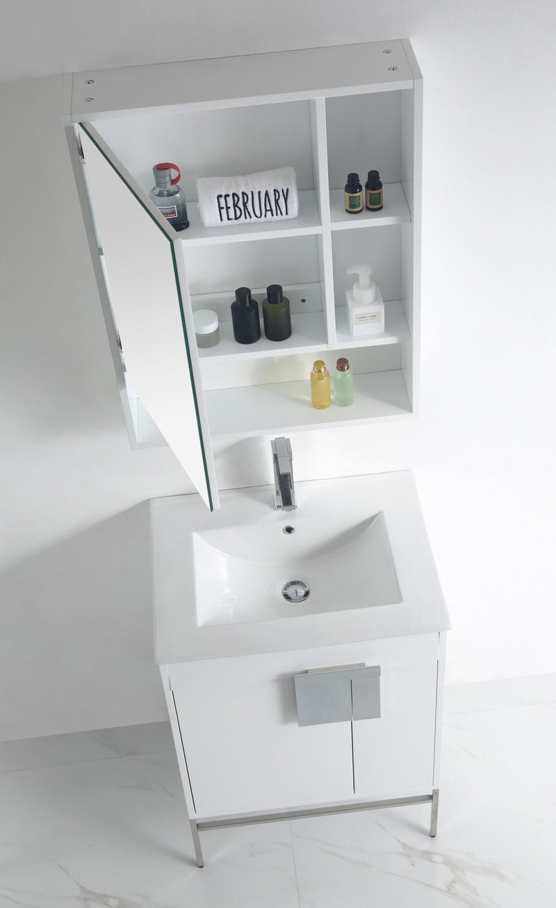 24" Tennant Brand Kuro Minimalistic White Bathroom Vanity - CL-101WH-24ZI - Chans Furniture