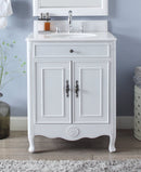 26 Inch Daleville Distressed White Cottage Style Small Bathroom Sink Vanity