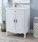 26 Inch Daleville Distressed White Cottage Style Small Bathroom Sink Vanity