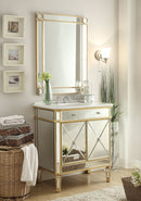 32" Mirror Reflection Gold Finish Bathroom Sink Vanity