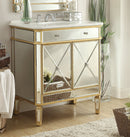 32" Mirror Reflection Gold Finish Bathroom Sink Vanity