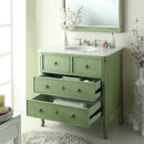 34 Inch Distressed Green Daleville Cottage Style Bathroom Sink Vanity
