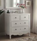 34 Inch Distressed Antique White Daleville Cottage Style Bathroom Sink Vanity