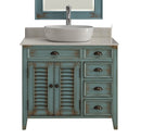 36" Abbeville Vessel Sink Vanity, Distressed Blue - Benton Collection Model CF-78886BU - Chans Furniture