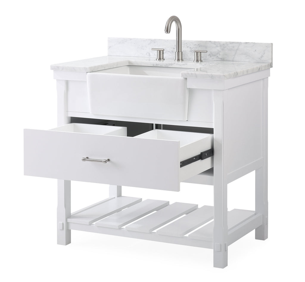 The Mag Barnwood Vanity With Double Farmhouse Apron Sinks And Linen Tower