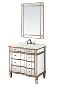 36" Mirrored Style Asselin Bathroom Sink Vanity with Gold Trim K2288-36 - Chans Furniture