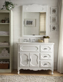 42 Inch White Charming Cottage Chic Knoxville Vanity With Marble Top