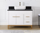 42" Tennant Brand Modern Style White Beatrice Vessel Sink Bathroom Vanity - TB-9942WT-42BK - Chans Furniture