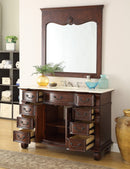 50 inch Antique Style Cherry Wood Hopkinton Bathroom Sink Vanity Creama Marble Top