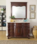 50 inch Antique Style Cherry Wood Hopkinton Bathroom Sink Vanity Creama Marble Top