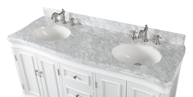 60" Benton Collection Double Sink Sesto White Bathroom Vanity - 2077W-RA - Chans Furniture