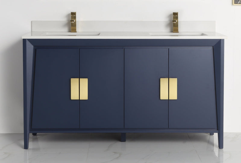 60" Larvotto Navy Blue Contemporary Double Sink Bathroom Vanity - CL-22NB60-QT - Chans Furniture