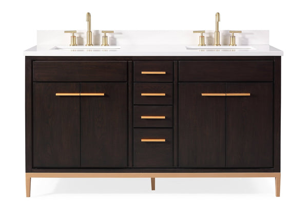 60" Tennant Brand Modern Style Beatrice Double Sink Bathroom Vanity - TB-9838-D60DK - Chans Furniture