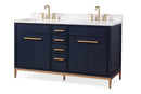 60" Tennant Brand Modern Style Navy Blue Beatrice Double Sink Bathroom Vanity - TB-9444-D60NB - Chans Furniture