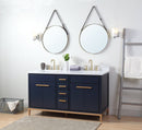 60" Tennant Brand Modern Style Navy Blue Beatrice Double Sink Bathroom Vanity